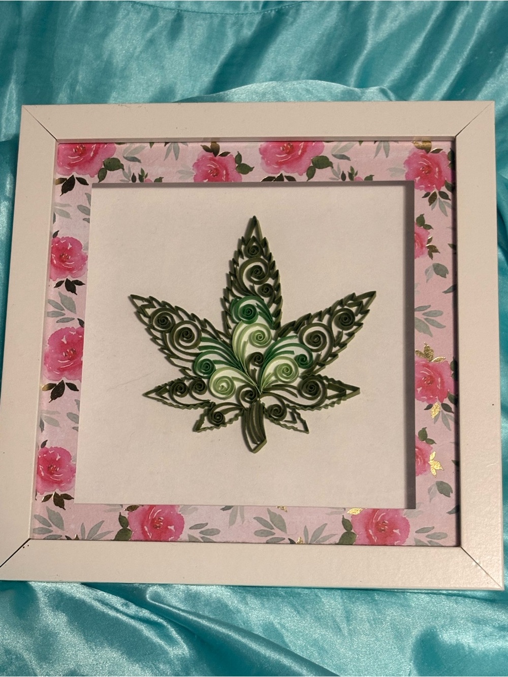 Handmade Quilling Leaf Wall Art - Green
